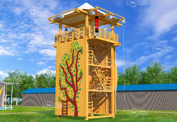 木质挑战攀爬塔